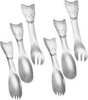 LALADEFIEE Cute Cat Fork Soup Spoon Set 304 Stainless Steel Boys and Girls Silverware for Toddlers Dishwasher Safe