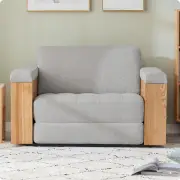 Rio Timber Sofa Bed - Cloud Grey / Long Single