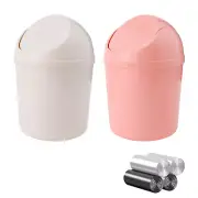 2 Pcs Plastic Mini Wastebasket Trash Can with Swing Lid with 120 Trash Bags, Tin