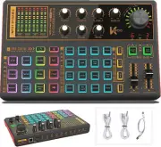 Sound Mixer Board, LED Light Voice Changer Sound Card with Multiple Sound Effect
