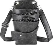 Scissors Bag- Soft Leather Salon Barber Hairdressing Scissor Shears Holster Hair Stylist Tools Bag with Waist Shoulder Belt