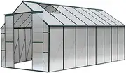 [GREEN FINGERS] Greenhouse Polycarbonate Green House Garden Shed Gardening Supplies Plant Stand Storage, 510 x 210 x 244cm Aluminium Frame with Lockable Door and Gutter System
