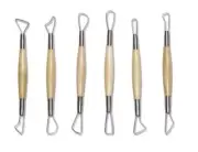 6 x WOODEN TWIN END RIBBON 6" POTTERY CLAY CERAMIC SCULPTING MODELLING TOOLS