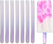 50 Pieces Acrylic Popsicle Sticks 4.5 Inch Reusable Mirror Ice Cream Sticks Colored Acrylic Ice Pop Sticks for DIY Ice Cream, Candy, Cake, Party favor