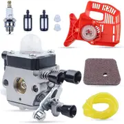 C1Q-S97 Carburetor and Recoil Tull Starter Kit with [Fuel Line+Air Filter+Primer Bulb+Fuel Filter+Bug