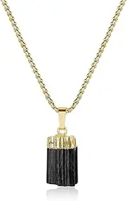[COAI] Irregular Raw Black Tourmaline Stone Pendant Necklace