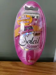 Bic Soleil Shimmer refillable Razor NOS w/2 Cartridges~PINK IPOD/MP3 Headphones