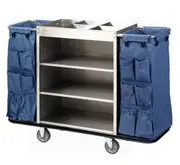 Gray Housekeeping Trolley Cart With Waste Bin