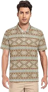 [ZZXXB] Retro Ethnic Geometry Men's Polo Shirts Short Sleeve Quick Dry Athletic Outdoor Sports Golf Shirts S-XXL