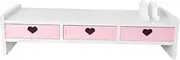 Monitors Stand Riser, Desktop Stand Storage Organizer, Computer Heightened Shelf Durable Monitors Riser Holder for Laptop, PC, 3 Pink Drawer