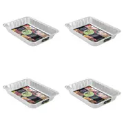 24x Lemon & Lime Foil Oven Baking Tray Container Rectangle Large 45x34cm Silver