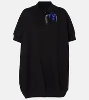 [Dries Van Noten] Dries Van Noten Embellished cotton sweater dress AU 10 black