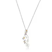 Welsh Clogau Silver, Pearl & Gold Lily Of The Valley Pendant RRP £219.00