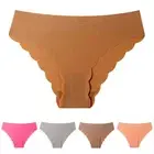 S XL Low Waist Solid Underpant Wavy Edge Seamless Panty Woman Underwear