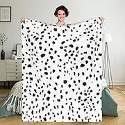 Firuacx Dalmatian Print Throw Blanket 80x60 inch, Black and White Dalmatian Spot Dots Lightweight Cozy Plush Warm Blankets for Bedroom Living Rooms Sofa Beds Office