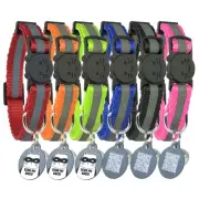 Reflective Cat Collar with ID Tags QR Code, Set of 6, Name Tag, Solid & Safe ...