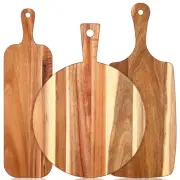 3 Pcs Wood Cutting Board Wooden Chopping Block Serving Acacia With Handle