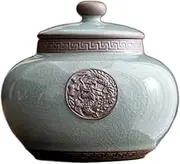 Kitchen Container Vintage Chinese Style Ceramic Tea Storage Containers with Golden Pattern and Tassel Decoration, Tea Jar Tea Leaves Sealing Can Storage Can for Chocolate, Sugar, Spices For Loose Tea(