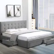 Levede Wooden Bed Frame Double Queen King Mattress Base With 4 Storage Drawers