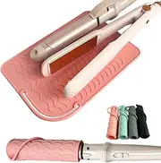 Flat Iron Heat Resistant Silicone Mat for Curling Iron, Hair Straightener Heat Pad, Curling Iron Sleeve, Travel Case Heat Resistant and Other Hair Styling Tools, for Counter, 9 x 6.5 in, Pink