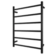 Stainless Steel Round Electric Heated Towel Rail Warmer Heater Rails Rack Wall Mounted Black 6 Bar