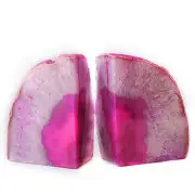 Decorative Crystal Book Ends Polished Dyed Pink Color Geode Brazilian Agate B...