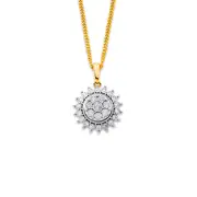 9ct Gold Diamond Cluster Frame Pendant
