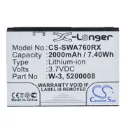 5200008 5200056 W-3 New Battery for Sierra Netgear Wireless Aircard 760s 762s 763s 785s Telstra 4G Wi-Fi FC80