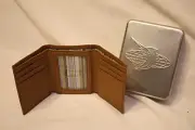 Reel Legends Genuine Premium Leather Tri-Fold Wallet - Texture Tan Finish no Fob