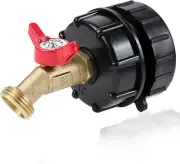 275-330 Gallon IBC Tote Tank Adapter 2.44" Fine Thread + Lead-Free Brass Hose Fa