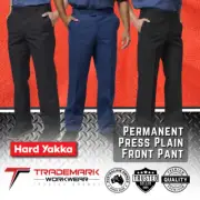 Hard Yakka Mens Permanent Press Plain Front Work Pants (Y02594) 72-132 RRP$89.95