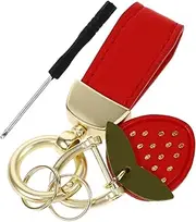 [Minkissy] 1 Set Delicate Strawberry Keychain Pendant Versatile Wristlet Charm for Bags Backpacks Fun Playful Design Unique Accessory Lovers