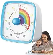 LeoLeoii Visual Countdown Timer,Classroom Teaching Timer - 60 Minute Timer Manager Clock, Silent Rainbow Pattern Time Management Tool for Kids, Adults (Blue)