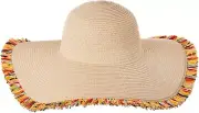 Rainbow Fringe Floppy Hat Hippie Fancy Dress Halloween Adult Costume Accessory