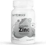 AMBROSIAL Zinc Tablets High Strength 30mg Highly Bioavailable Zinc Supplements for Men & Women for Immune & Metabolism Support (Pack of 1-60 Capsules)