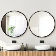 Embellir 2 Wall Mirror Makeup 90cm Home Decor Framed Mirrors Bathroom Round Black
