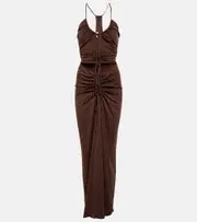 [Christopher Esber] Christopher Esber Cutout halterneck maxi dress AU 14 brown