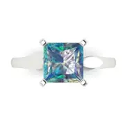 2.5 ct Princess Cut Moissanite Gemstone Soliaire Engagement Ring, White Gold