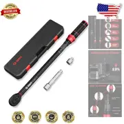 Polished Chrome Vanadium 1/2 Drive Torque Wrench 20-260 Ft-Lb - Easy Set & Store