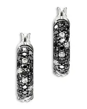 John Hardy Sterling Silver Jh Essentials Diamond Pave Black Sand Small Hoop Earrings