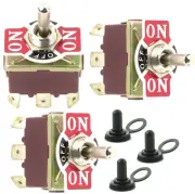 Toggle Switch w Waterproof Boot 32A 250VAC DPDT 6 Spade Terminal On/Off/On