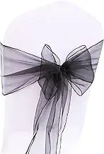 Chair Sashes,Reception Décor, 40Pcs Exquisite Workmanship Chair Bow Sash Polyester Bow Knot Chair Sashes White (Color : Black)