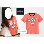 A&F ABERCROMBIE&FITCH BOY LOGO GRAPHIC TEE 麋鹿撞色貼布圓領短袖T-橘色