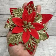 10pcs Snowflake like Christmas Flower Red Glitter Party Decoration Hanging tree