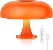 Orange Mushroom Lamp, Vintage Table Lamp, Mid Century Modern Retro Mushroom Style, USB Powered dimmable, Apply Bedroom Bedside, Living Room Home Decor Retro（USB Adjustable Version）