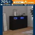 Sideboard with LED Lights Black 115.5x30x75 cm Modern Furniture Storage Un 04338