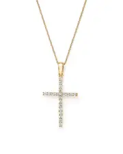 Diamond Cross Necklace in 14K Yellow Gold, 0.25 ct. t. w.