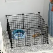 AUKO Metal Pet Playpen Tent Cats Exercise Pen Crate Cage Kennel Dog Foldable Fence Yard Barrier Ideal for Guinea Pigs, Rabbit, Gerbil, Puppy, DIY Metal Wire Yard Fence (Black 8pcs Set)