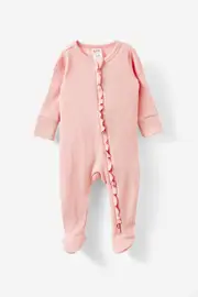 [Cotton On Kids] Cotton On Kids - Organic Pointelle Zip Romper - Zephyr NEWBRN ZEPHYR