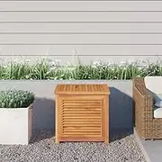 Garden Storage Box with Louvres Design - Solid Wood Teak, 60x50x58 cm, Waterproof PE Bag for Outdoor Deck, Patio, and Pool Storage, Rustic Indoor Furniture